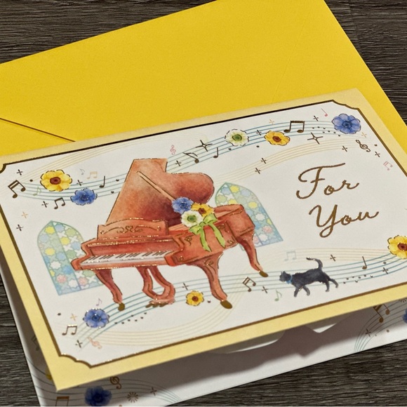 Kitten with Pop-up Antique Piano Multipurpose Card ❘ Invitation Card ❘ Gift Card - Picture 7 of 7